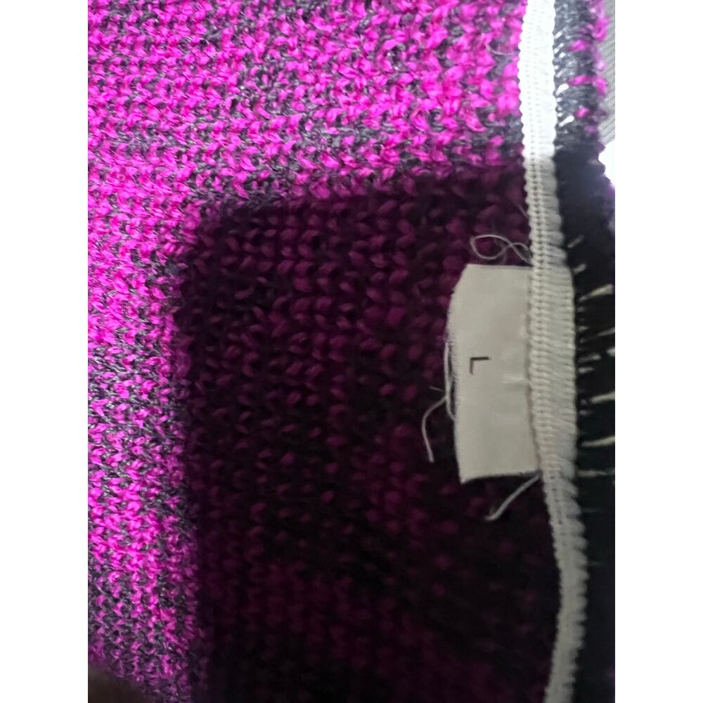 Nordstrikk Norway Sweater Women Large Virgin Wool Black Fuchsia Floral Pullover - Picture 14 of 14